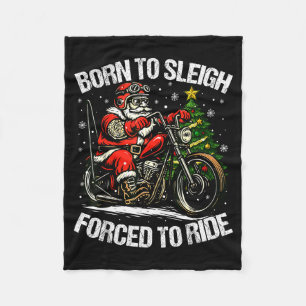 Funny Christmas Santa Riding Motorcycle Bike Biker Fleece Blanket