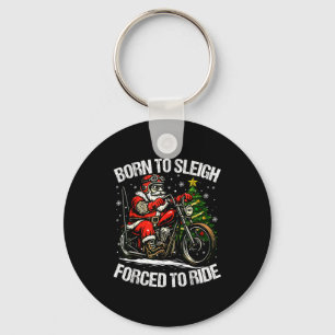 Funny Christmas Santa Riding Motorcycle Bike Biker Keychain