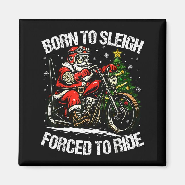 Funny Christmas Santa Riding Motorcycle Bike Biker Magnet (Front)