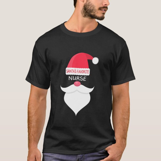 Funny Christmas Santa s Favourite Nurse T Shirt (Front)