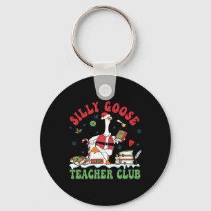Funny Christmas Santa Silly Goose Teacher Club Ani Keychain
