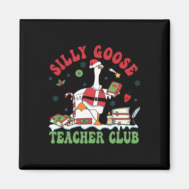 Funny Christmas Santa Silly Goose Teacher Club Ani Magnet (Front)
