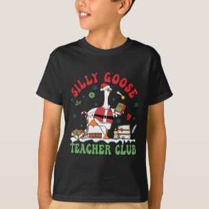Funny Christmas Santa Silly Goose Teacher Club Ani T-Shirt