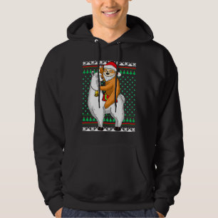 Funny Christmas Santa Sloth Llama Happy Hoodie