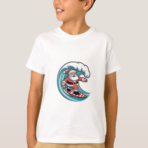 Funny Christmas Santa Surfing Board Surf T-Shirt