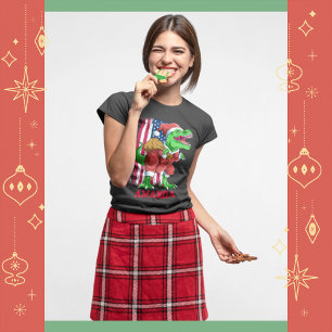 Funny Christmas Santa T Rex Tyrannosaurus Xmas T-Shirt