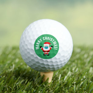 Funny Christmas Santa with face mask cartoon Golf Balls