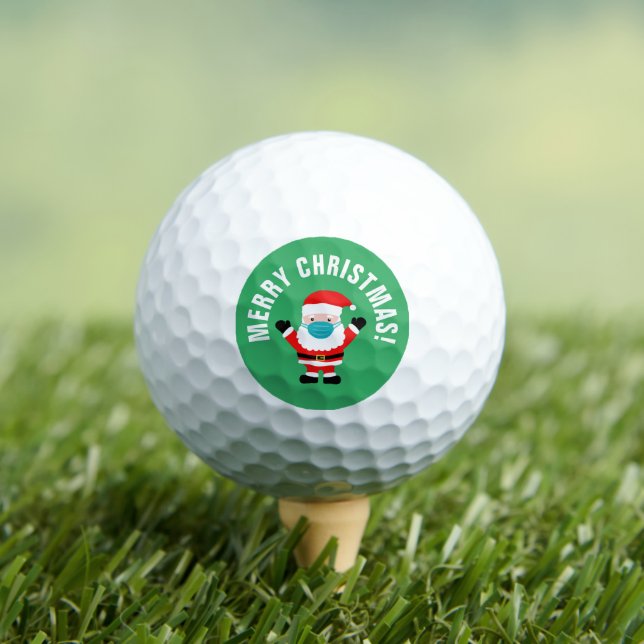 Funny Christmas Santa with face mask cartoon Golf Balls (Insitu Tee)