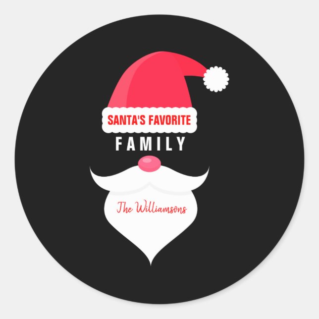 Funny Christmas Santas Favorite Family  Classic Round Sticker (Front)