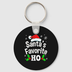 Funny Christmas Santa's Favorite Ho Naughty Pajama Keychain