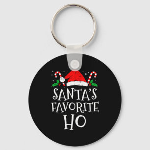 Funny Christmas Santa's Favorite Ho Naughty Pajama Keychain