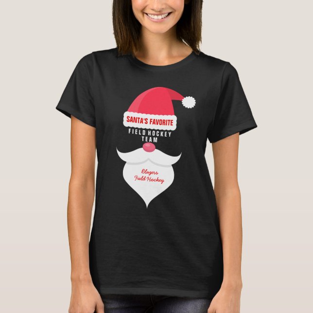 Funny Christmas Santa's Favourite Field Hockey T-Shirt (Front)