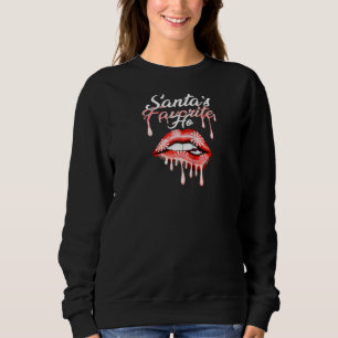 Funny Christmas Santas Favourite Ho Humourous Lips Sweatshirt