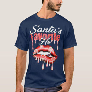 Funny Christmas Santas Favourite Ho Humourous Lips T-Shirt