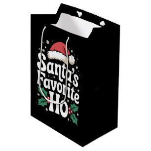 Funny Christmas Santa's Favourite Ho Naughty Pajam Medium Gift Bag