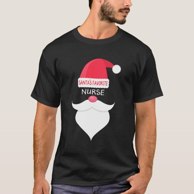 Funny Christmas Santa'S Favourite Nurse T-Shirt (Front)