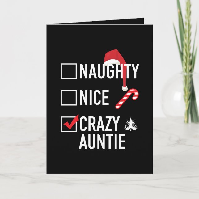 Funny Christmas Santa's list Aunt add sentiment Holiday Card (Front)