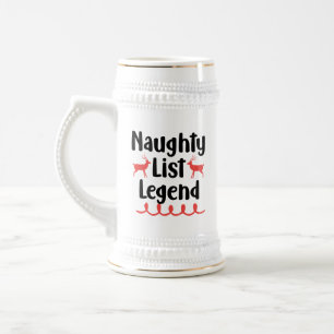 Funny Christmas Santa's list word art  Beer Stein
