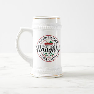 Funny Christmas Santa's list word art  Beer Stein