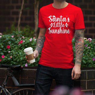 Funny Christmas Santa's little sunshine typography T-Shirt
