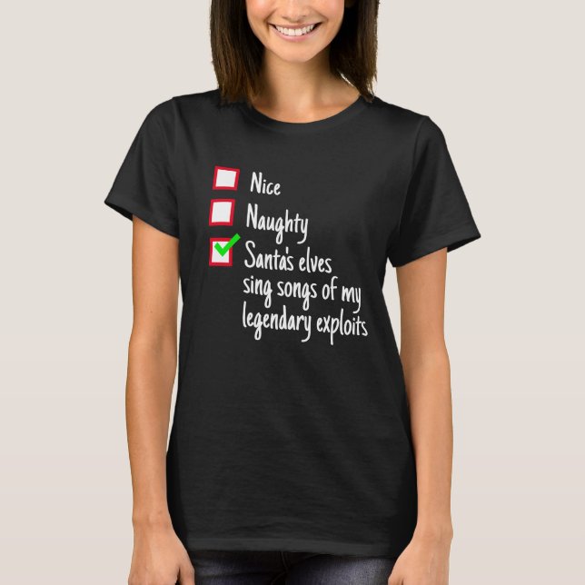 Funny Christmas Santa's Naughty List T-Shirt (Front)