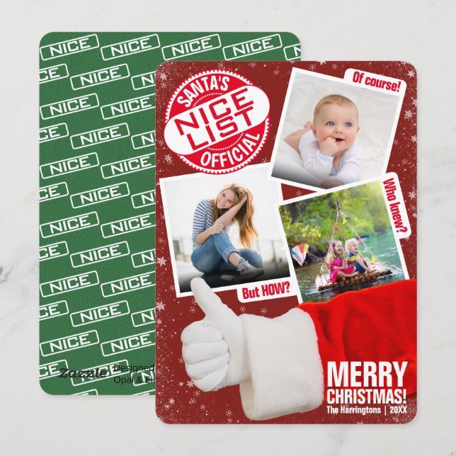 Funny Christmas Santa's Official Nice List | Photo Holiday Card (Front/Back)