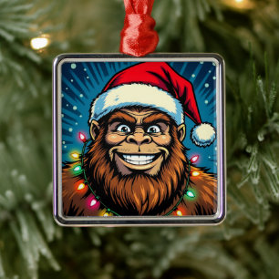 Funny Christmas Sasquatch  Bigfoots Metal Ornament