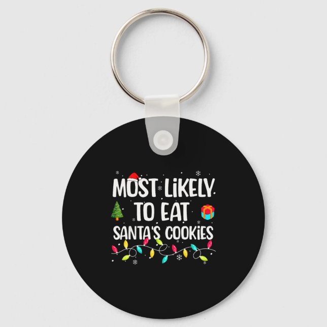 Funny Christmas Saying Santa's Hat Family Party Me Keychain (Front)