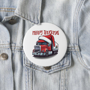 Funny Christmas Semi Transport Truck Truckmas 4 Inch Round Button