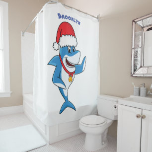 Funny Christmas shark cartoon illustration