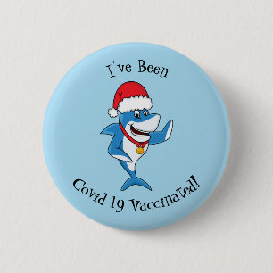 Funny Christmas shark cartoon illustration 2 Inch Round Button