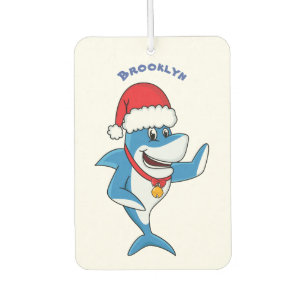 Funny Christmas shark cartoon illustration Air Freshener