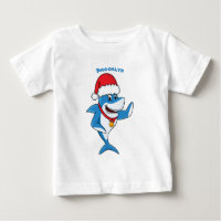 Funny Christmas shark cartoon illustration