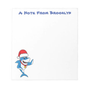 Funny Christmas shark cartoon illustration Notepad