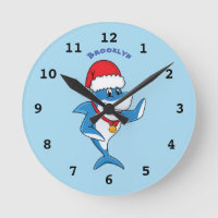 Funny Christmas shark cartoon illustration