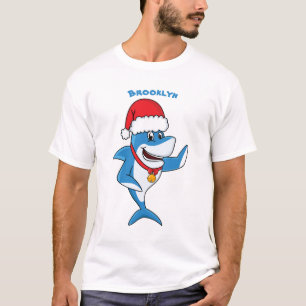 Funny Christmas shark cartoon illustration T-Shirt