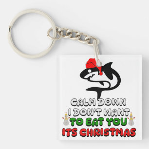 funny christmas shark cute keychain