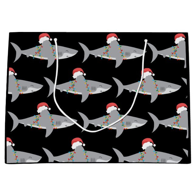  Funny Christmas Shark Pattern Gift Bag (Front)