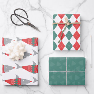 Funny Christmas Shark Wrapping Paper Sheet