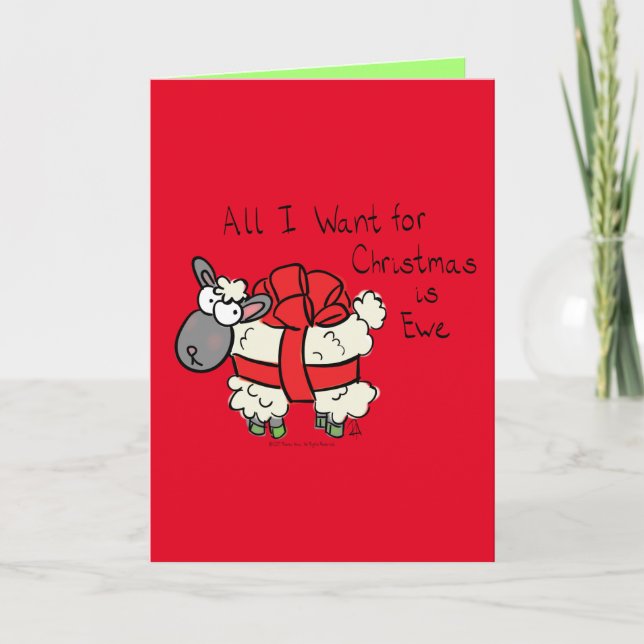 Funny Christmas Sheep Cartoon Card (Front)