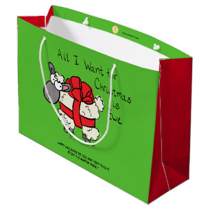 Funny Christmas Sheep Cartoon Large Gift Bag