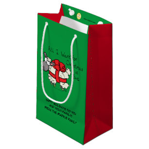 Funny Christmas Sheep Cartoon Small Gift Bag