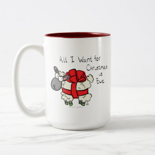 Funny Christmas Sheep Cartoon Two-Tone Coffee Mug