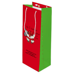 Funny Christmas Sheep Cartoon Wine Gift Bag