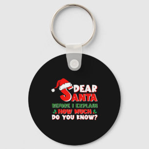 Funny Christmas Shirts Kids Adults Santa I Can Exp Keychain