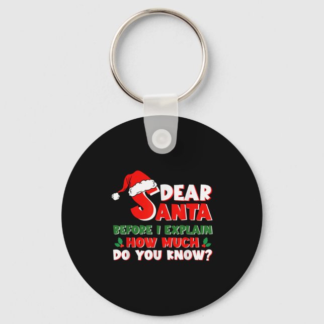 Funny Christmas Shirts Kids Adults Santa I Can Exp Keychain (Front)