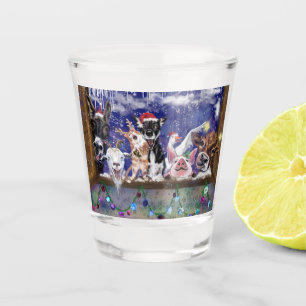 Funny Christmas Shot Glass with Happy Farm Party