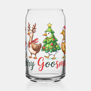 Funny Christmas Silly Goose Can Glass