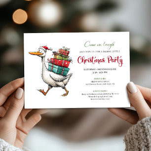 Funny Christmas Silly Goose Funny Minimalist Party Invitation