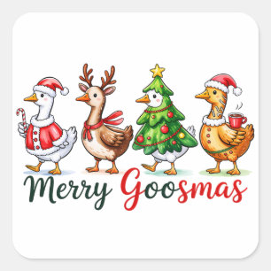 Funny Christmas Silly Goose Square Sticker